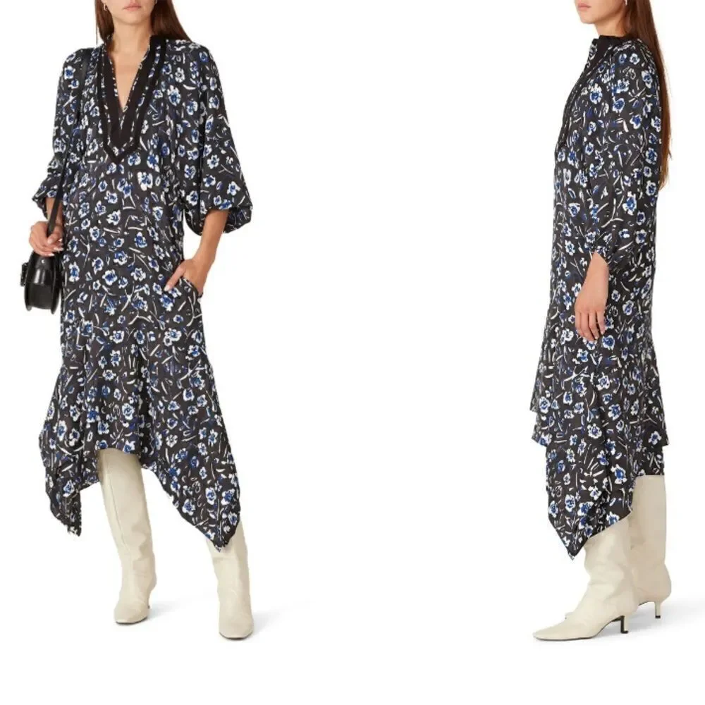 Tory Burch Puffed Sleeve Printed Tunic Dress Size L